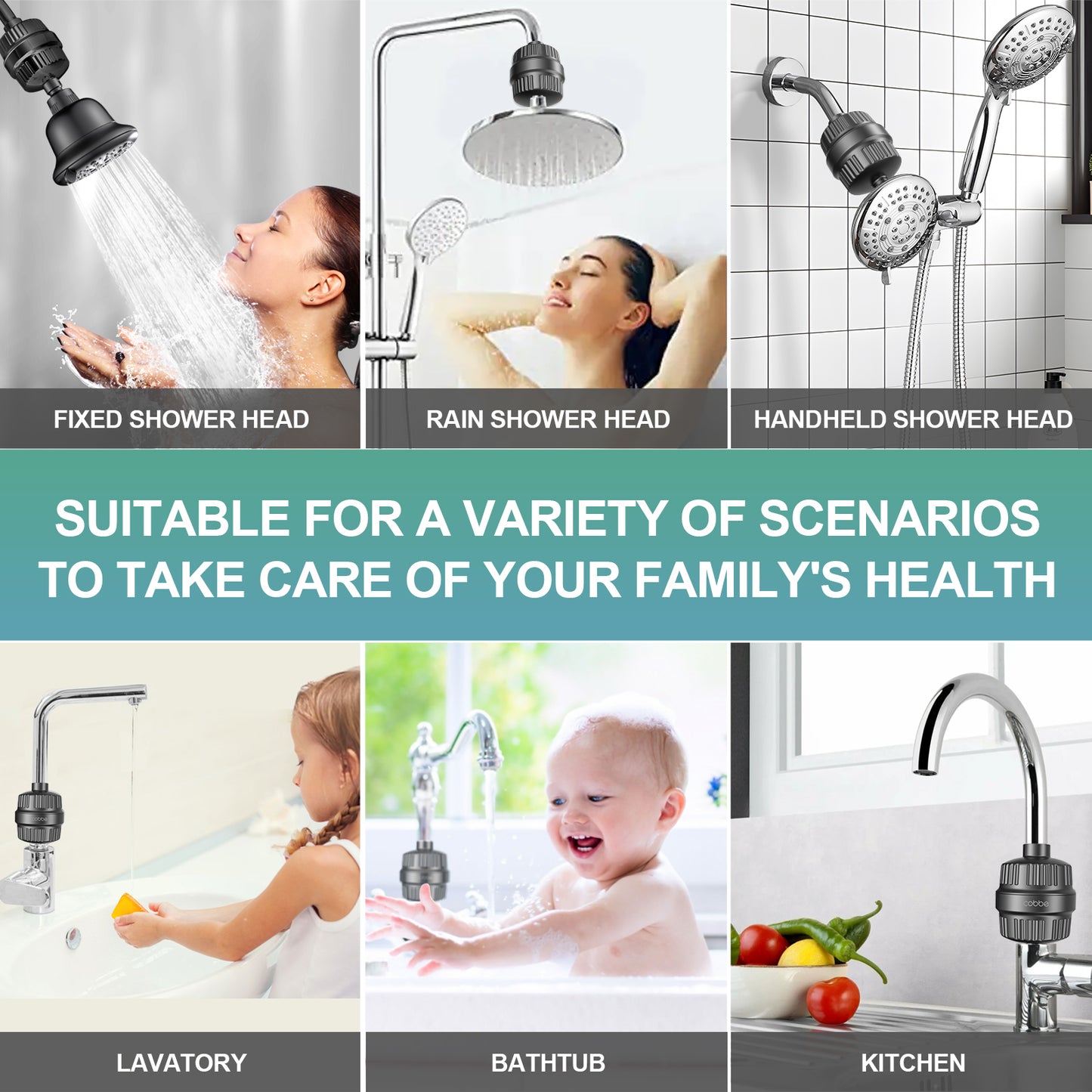 Cobbe 20 Stage Shower Filter for Hard Water Shower Head Filter - with 3 Replaceable Filter Cartridges - High Output Shower Water Filter for Removing Chlorine and Harmful Substance, Chrome