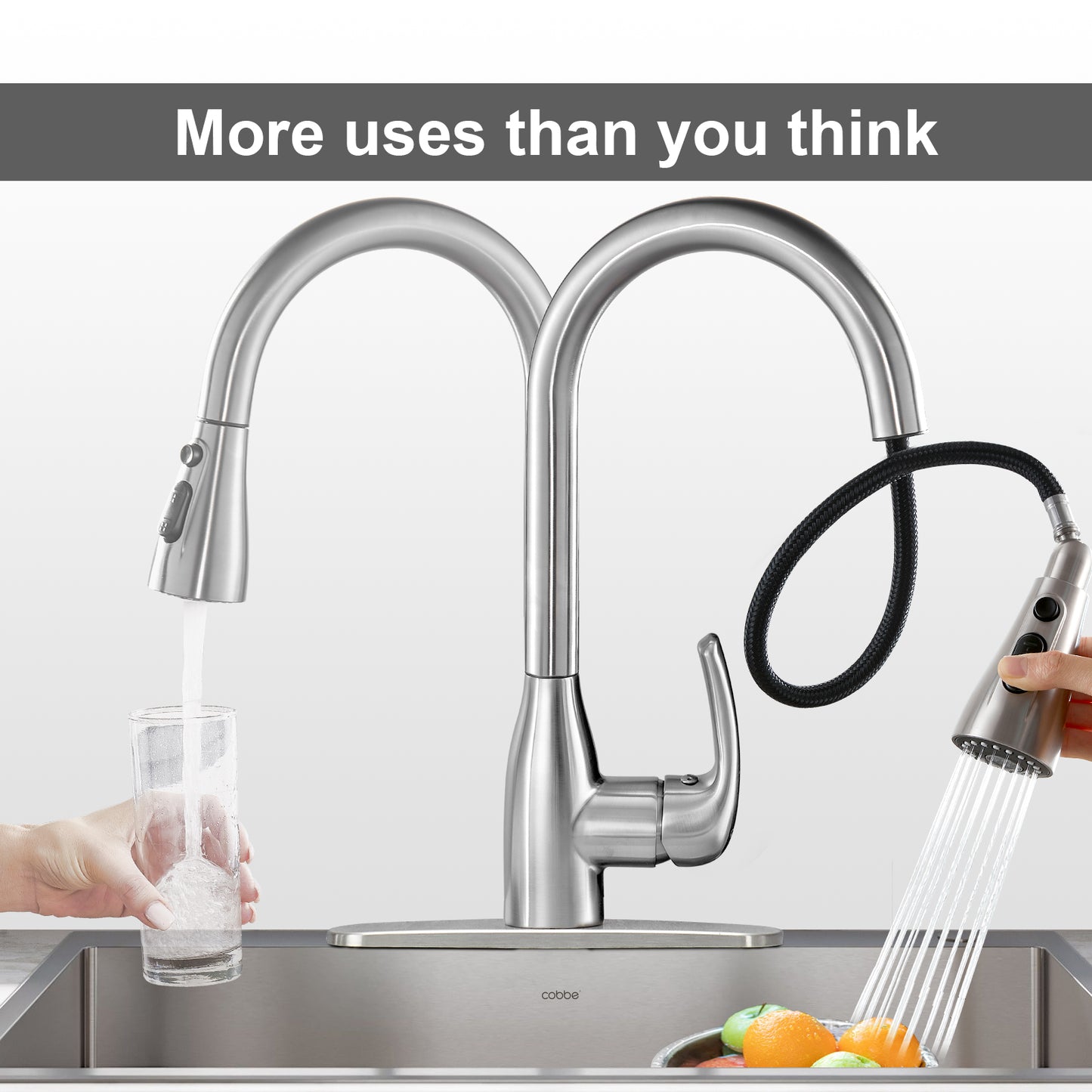 Single Handle Pull Down Sprayer Kitchen Faucet with Deckplate Included