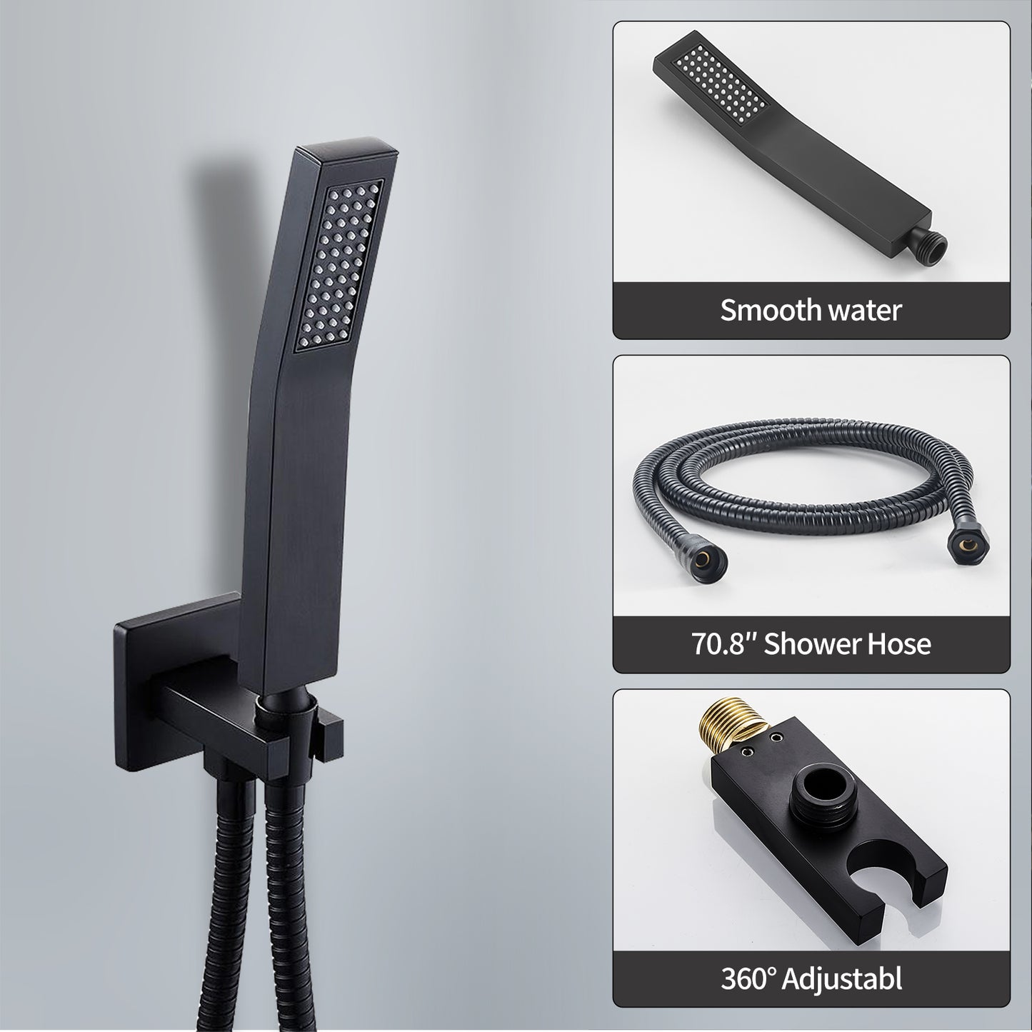 Cobbe Shower System, 12" Rainfall 1-Spray Square Ceiling Mount Shower System Shower Head with Handheld (Valve Included)