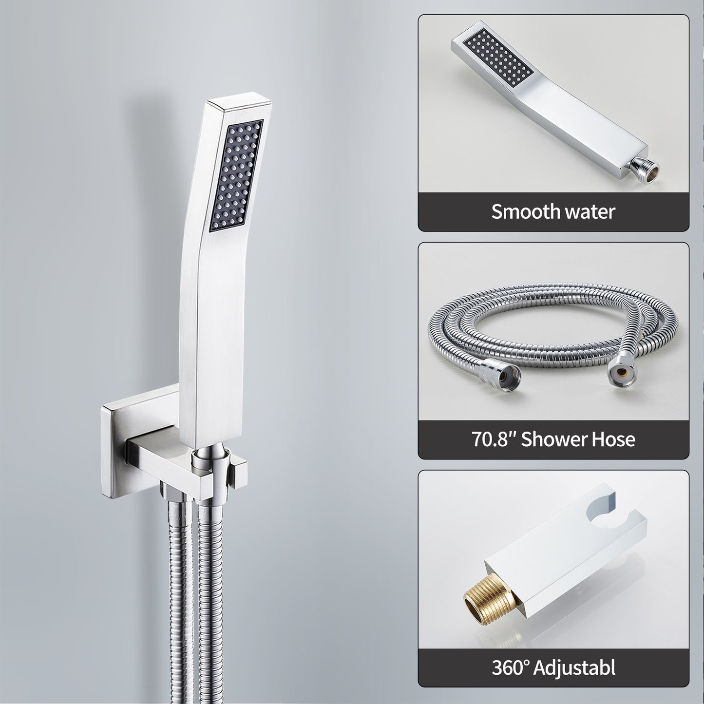 Cobbe Shower System, 12" Rainfall 1-Spray Square Ceiling Mount Shower System Shower Head with Handheld (Valve Included)
