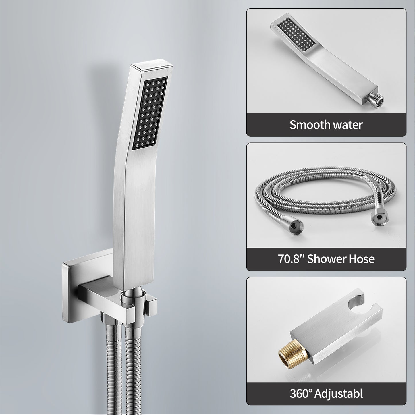 Cobbe Shower System, 12" Rainfall 1-Spray Square Ceiling Mount Shower System Shower Head with Handheld (Valve Included)