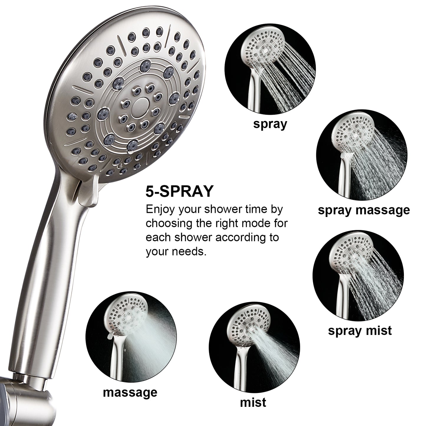 2-in-1 Single-Handle 6-Spray Round Shower Faucet with Dual Shower Heads and Tub Spout (Valve Included)