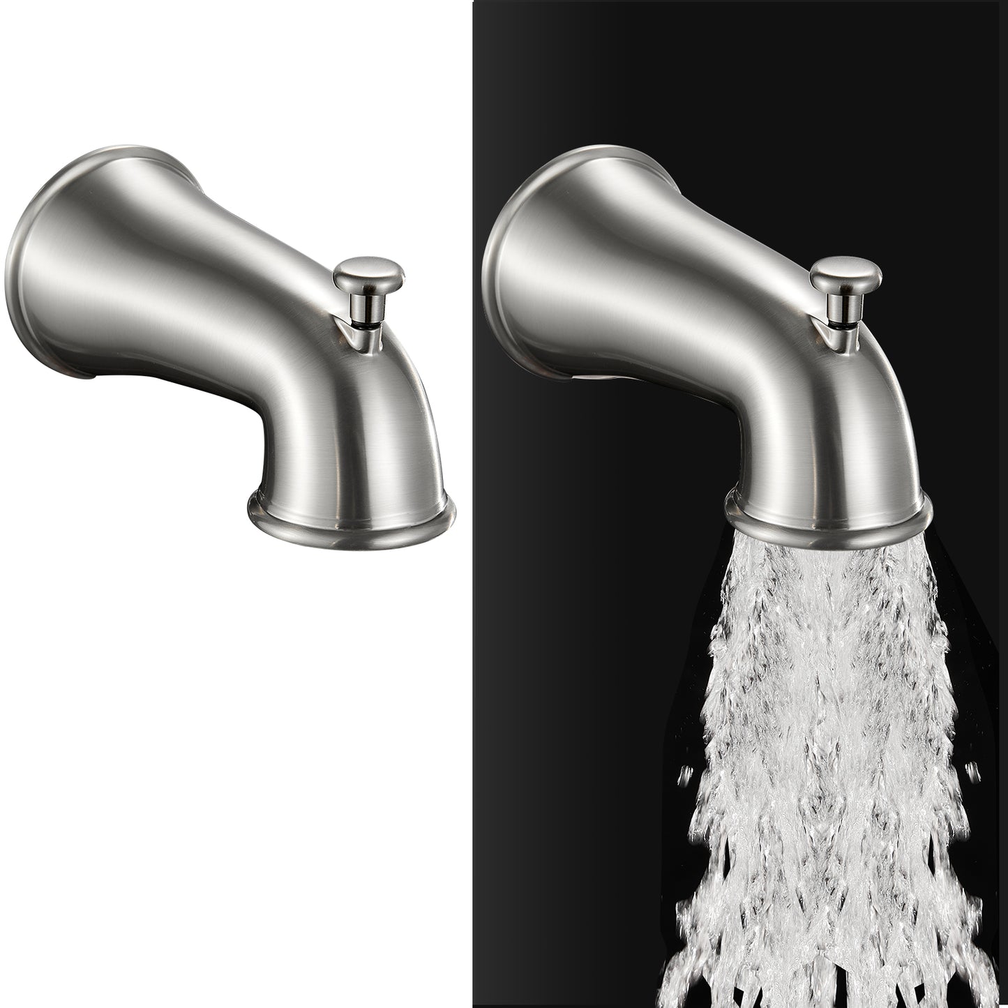 2-in-1 Single-Handle 6-Spray Round Shower Faucet with Dual Shower Heads and Tub Spout (Valve Included)