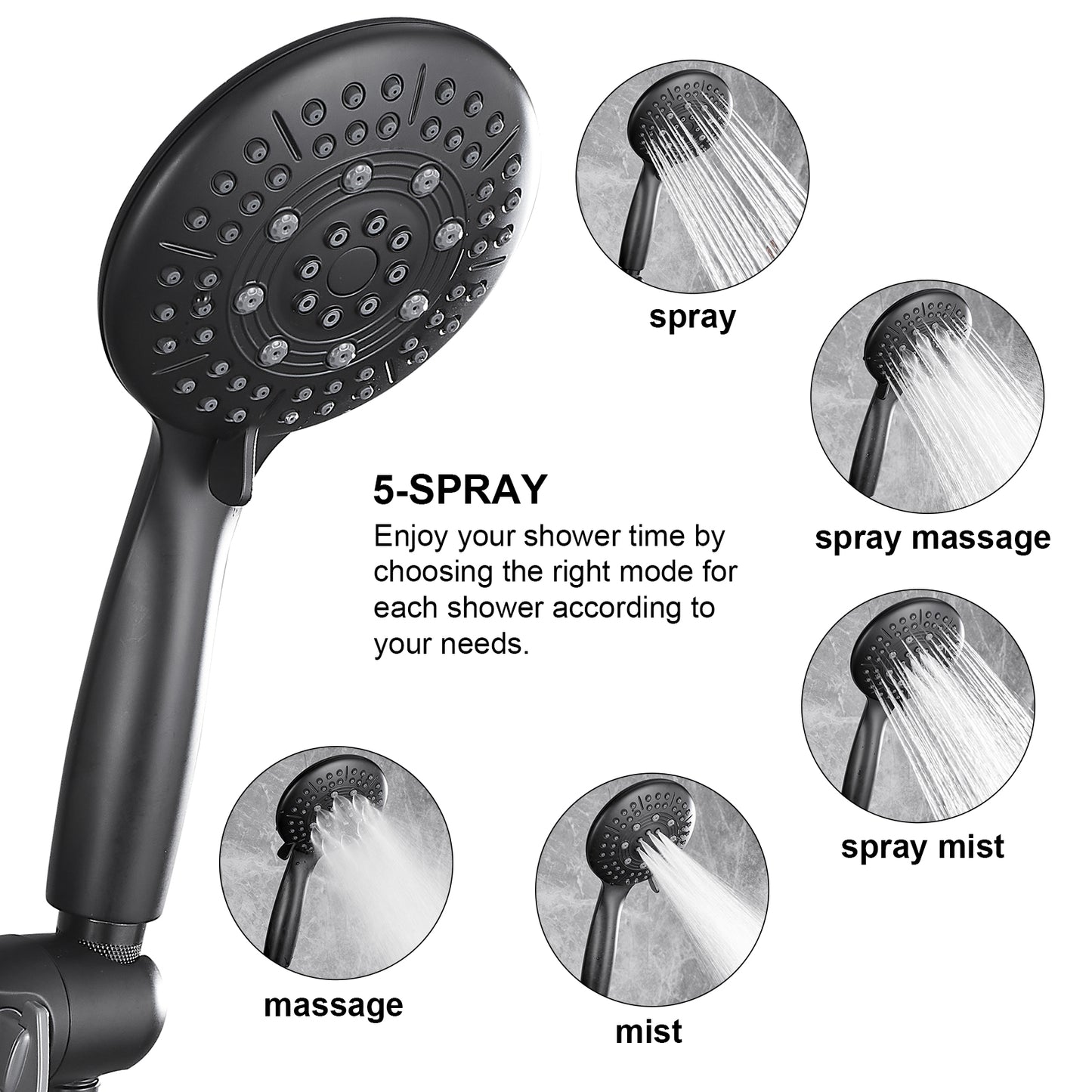 2-in-1 Single-Handle 6-Spray Round Shower Faucet with Dual Shower Heads and Tub Spout (Valve Included)