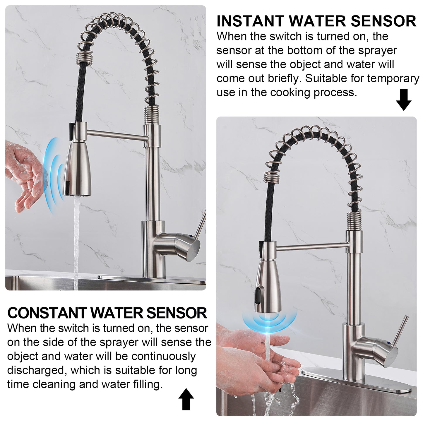 Cobbe Sensor Single Handle Pull Down Spray Kitchen Faucet