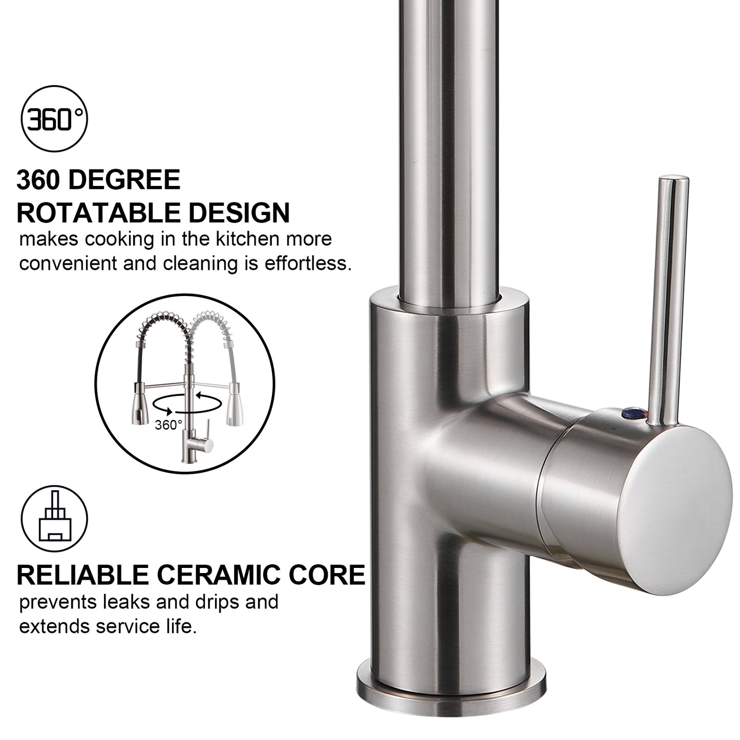 Cobbe Sensor Single Handle Pull Down Spray Kitchen Faucet
