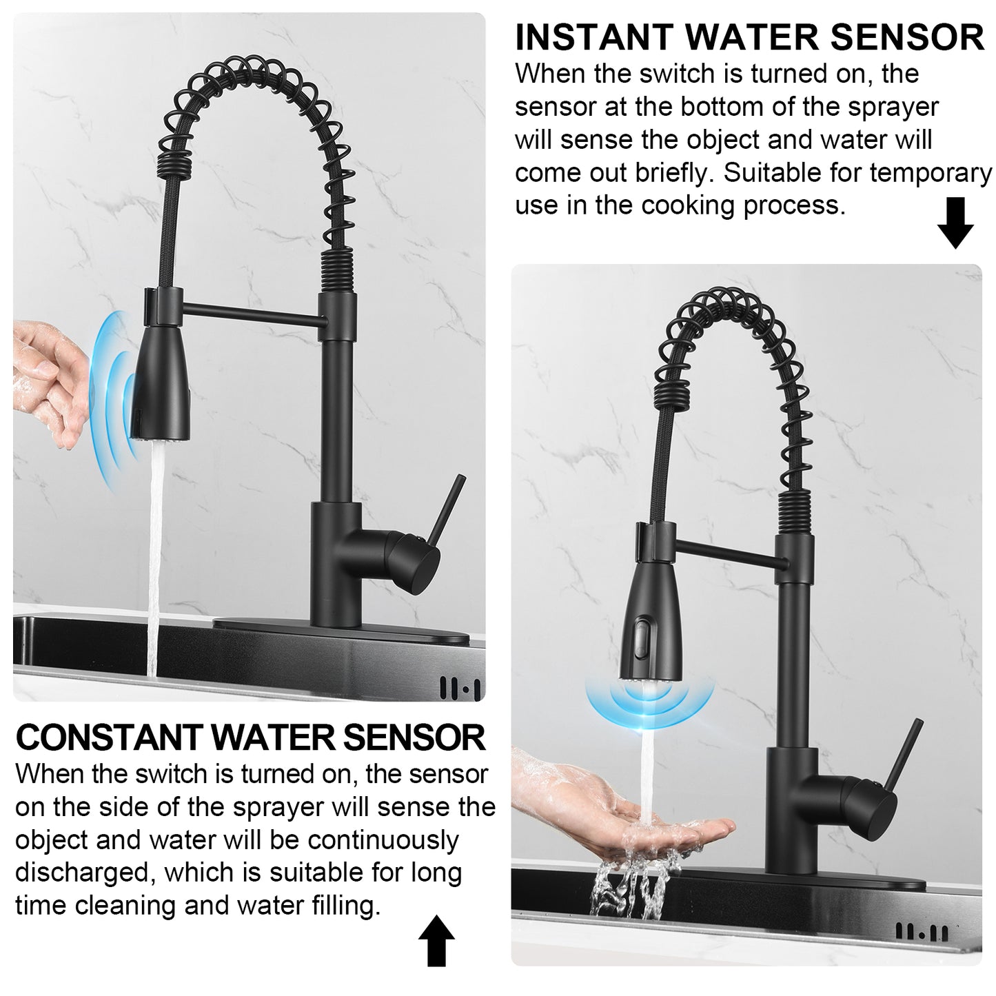 Cobbe Sensor Single Handle Pull Down Spray Kitchen Faucet