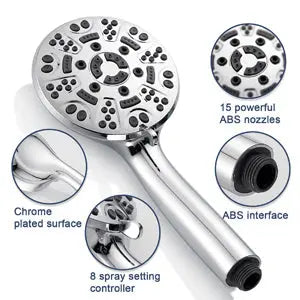 Cobbe 8 Functions Shower Head with handheld High Pressure Shower Head Set with 71 inch Hose Bracket Teflon Tape Rubber Washers