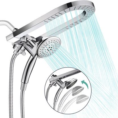 Cobbe Premium 3-Way Rain Shower Head Combo, Dual Shower Head with Handheld, 5-mode High Pressure Rainfall Showerhead with Stainless Steel Hose & Sealant Tape - U.S. Invention Patents