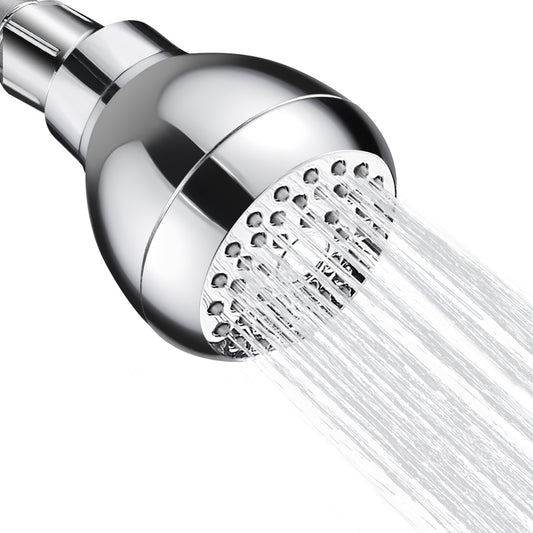 Cobbe High Pressure Shower Head, 3 Inches Anti-Clogging Silicone Nozzles Fixed Showerhead, Adjustable Swivel Brass Ball, Bathroom Rain Shower Heads (Chrome)