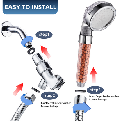 Cobbe Shower Head Set with Hose and Bracket, Filter Filtration 3 Settings High Pressure Water Saving Spray Handheld Showerheads for Dry Skin & Hair