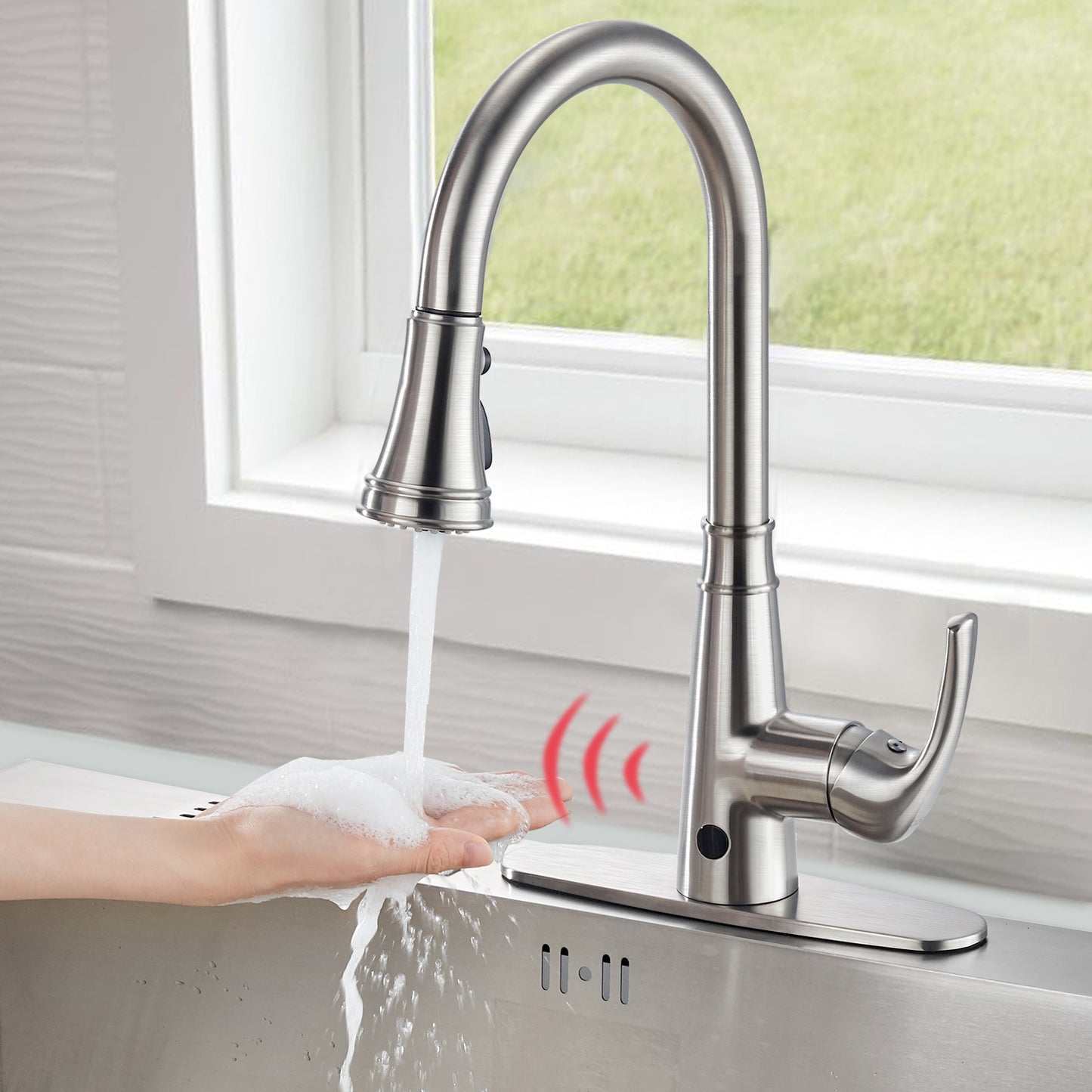 Touchless Kitchen Faucet Cobbe Pull Down Kitchen Sink Faucet with Sprayer, Motion Sensor