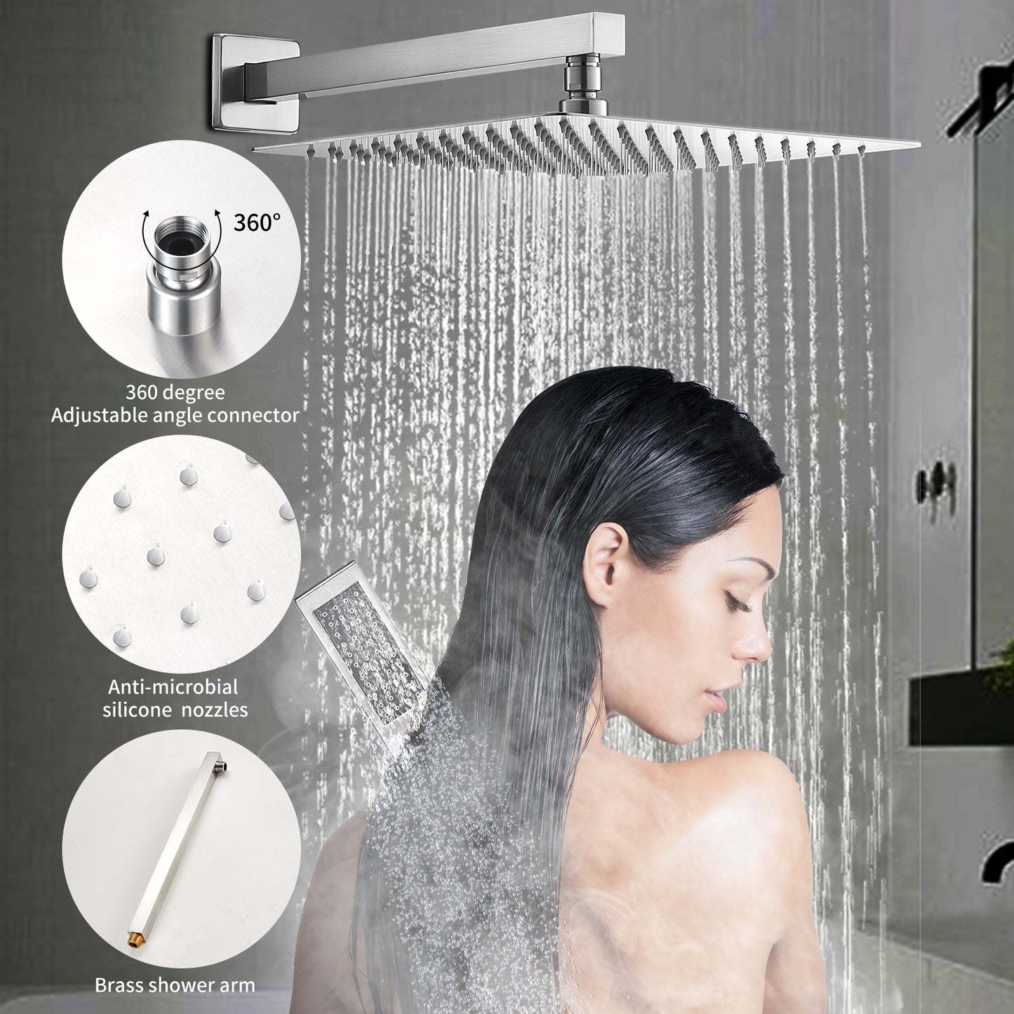 Cobbe Shower System, Shower Faucet Set Complete,12 inches Rainfall Shower Head with Handheld,Shower Faucet Set for Bathroom Rough-in Valve Body and Trim Included