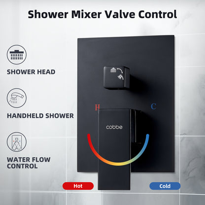 Cobbe Shower System,Shower Faucets Sets Complete,Shower System,10 inches Rainfall Shower Head with Handheld, Shower Faucet Set for Bathroom Rough-in Valve Body and Trim Included