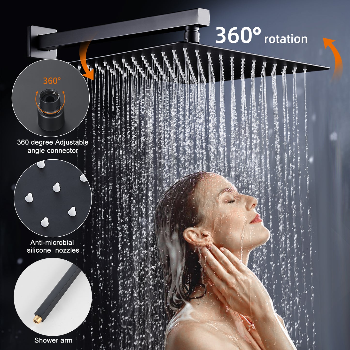 Cobbe Shower System,Shower Faucets Sets Complete,Shower System,10 inches Rainfall Shower Head with Handheld, Shower Faucet Set for Bathroom Rough-in Valve Body and Trim Included