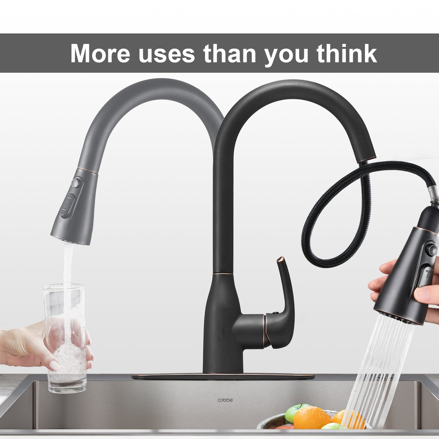 Single Handle Pull Down Sprayer Kitchen Faucet with Deckplate Included