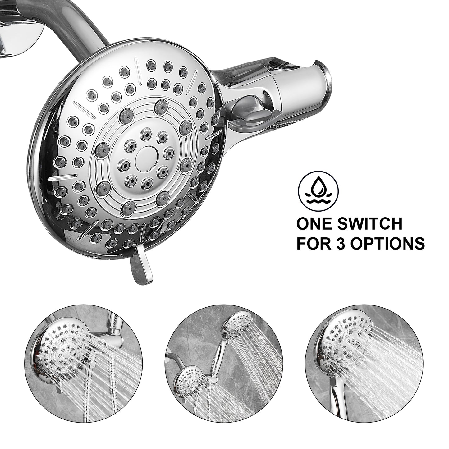 Cobbe Shower Head with handheld, High Pressure Shower Faucet Set with Hose Adjustable Bracket Rubber Washers, Dual [2 In 1] Shower System