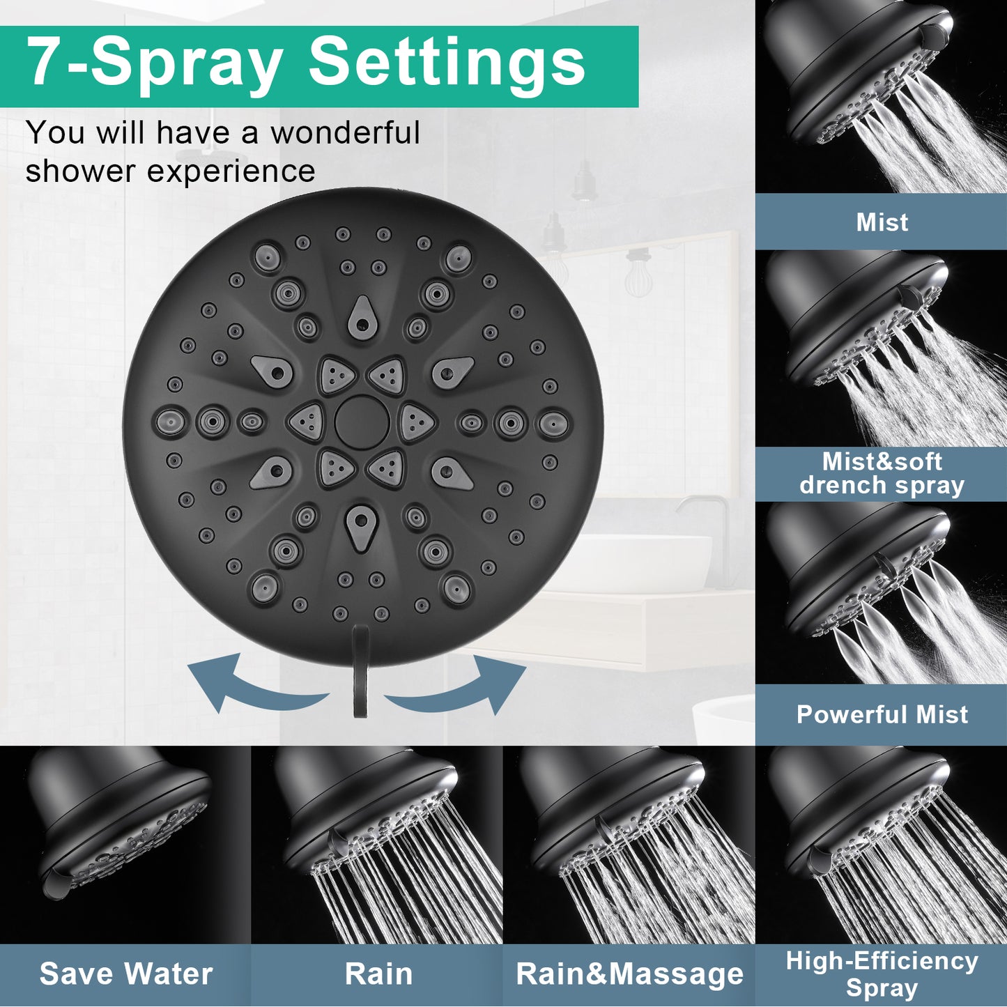 Cobbe Filtered Shower Head, High Pressure 7 Spray Modes Shower Head with Filters, 16 Stage Shower Head Filter for Hard Water for Remove Chlorine and Harmful Substances