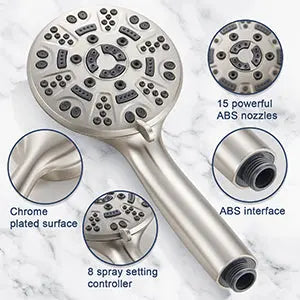 Cobbe 8 Functions Shower Head with handheld High Pressure Shower Head Set with 71 inch Hose Bracket Teflon Tape Rubber Washers