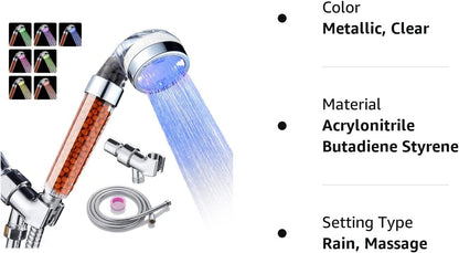 Cobbe Led Shower Head Set With Light,Handheld Showerhead with Hose and Base for Dry Skin&Hair,High Pressure Shower Heads With Filters-7 Colors Change Cyclically