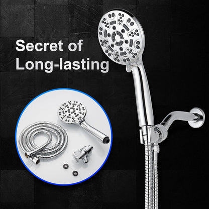 Cobbe 8 Functions Shower Head with handheld High Pressure Shower Head Set with 71 inch Hose Bracket Teflon Tape Rubber Washers